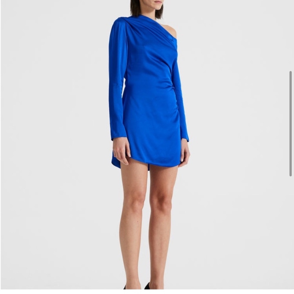 NWT ALC Jamie Asymmetrical Dress In Cyan Blue Sz 2 - Picture 5 of 6